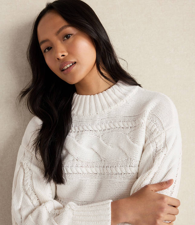 Haven Well Within Cotton Blend Horizontal Cable Sweater