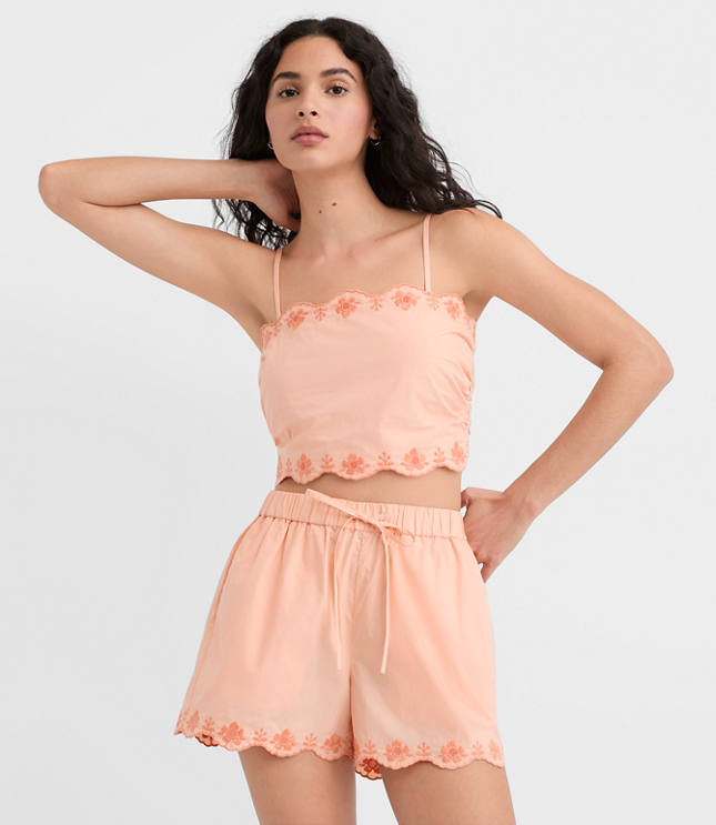 LOFT Beach Floral Embroidered Top