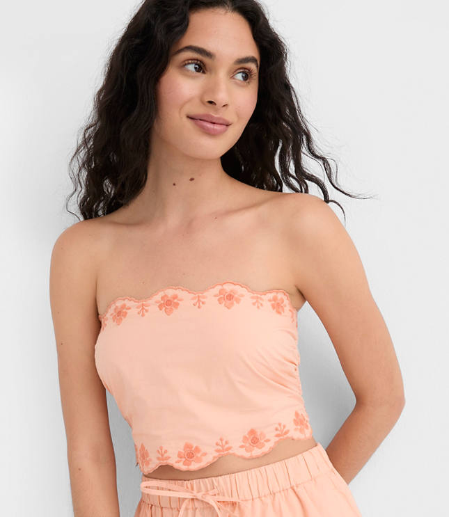 LOFT Beach Floral Embroidered Top