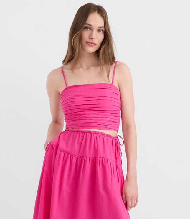 LOFT Beach Ruched Linen Cotton Top