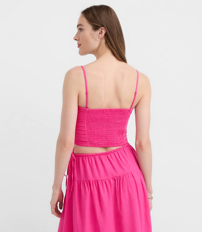 LOFT Beach Ruched Linen Cotton Top