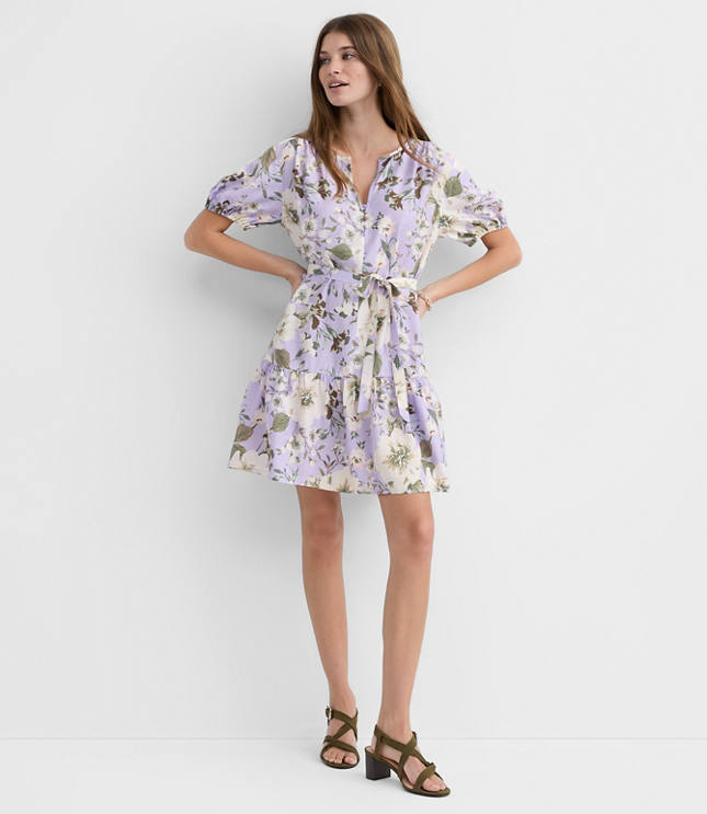 Floral Flounce Mini Pocket Dress