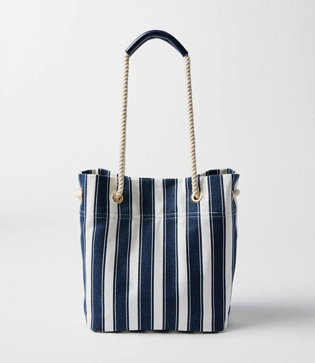 Striped Canvas Bucket Bag