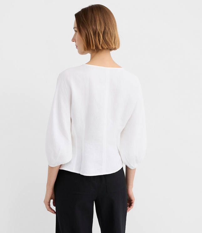 Petite Seamed Linen Blend Blouse