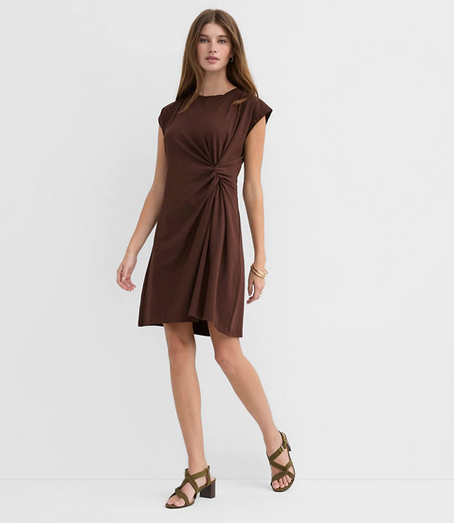 Petite Side Twist Cap Sleeve Mini Dress