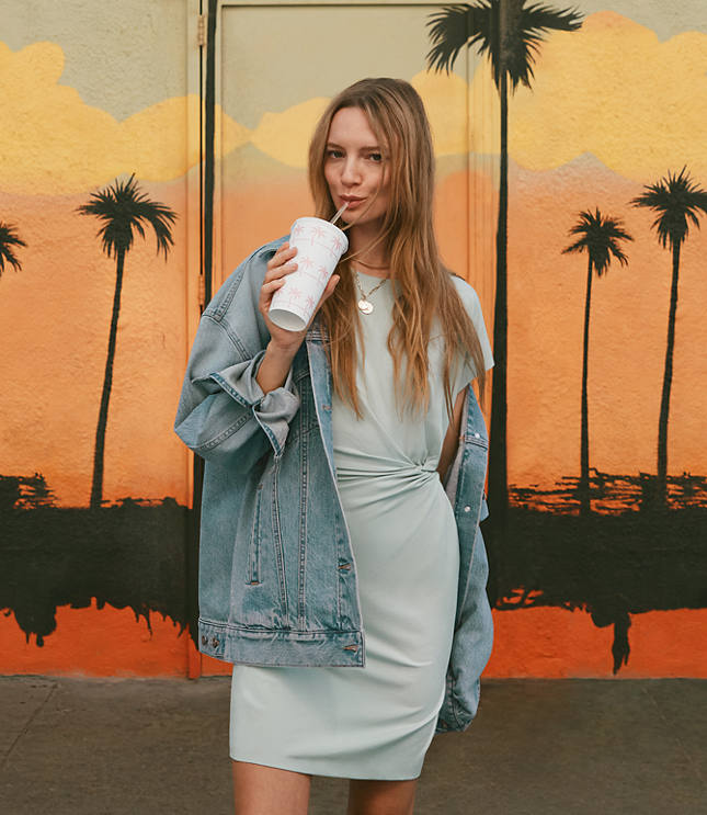 Petite Side Twist Cap Sleeve Mini Dress