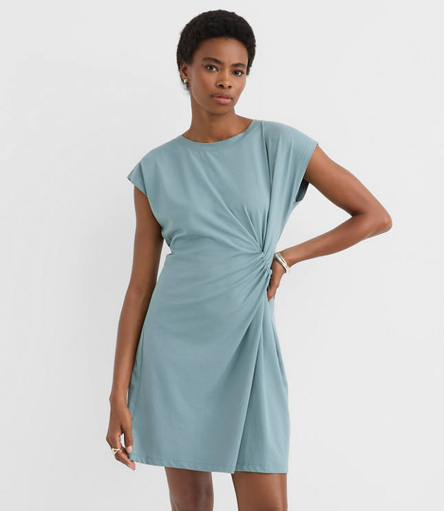 Petite Side Twist Cap Sleeve Mini Dress