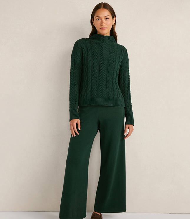Haven Well Within Organic Cotton Cable Mock Neck Sweater