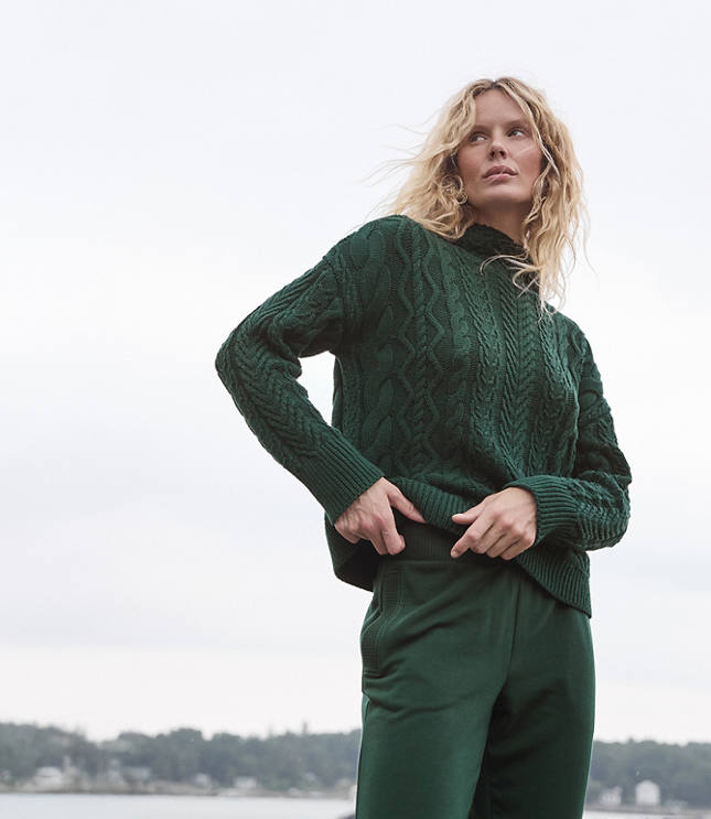 Haven Well Within Organic Cotton Cable Mock Neck Sweater