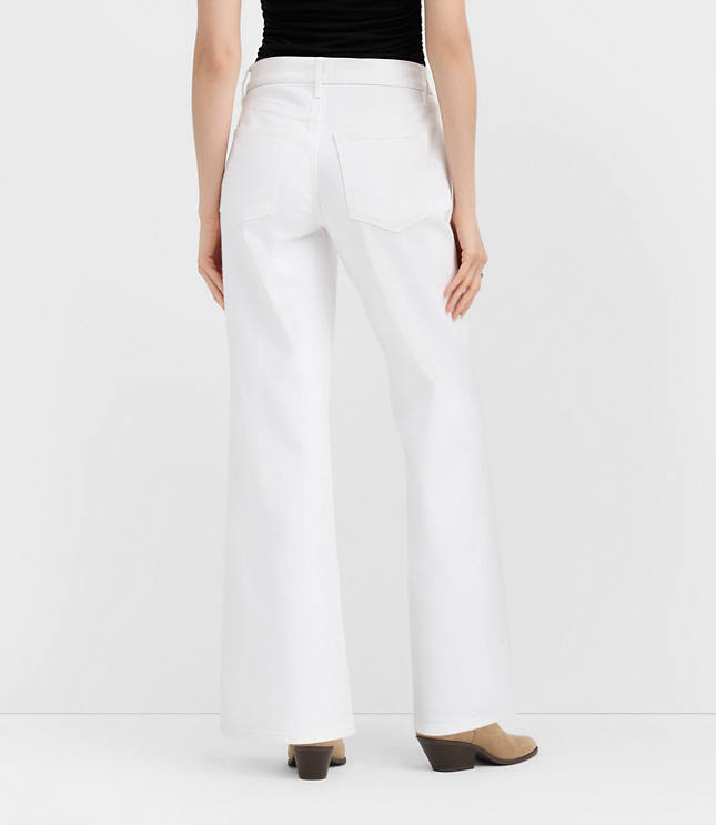 Rivete Petite Curvy Mid Rise Wide Leg Jeans in White
