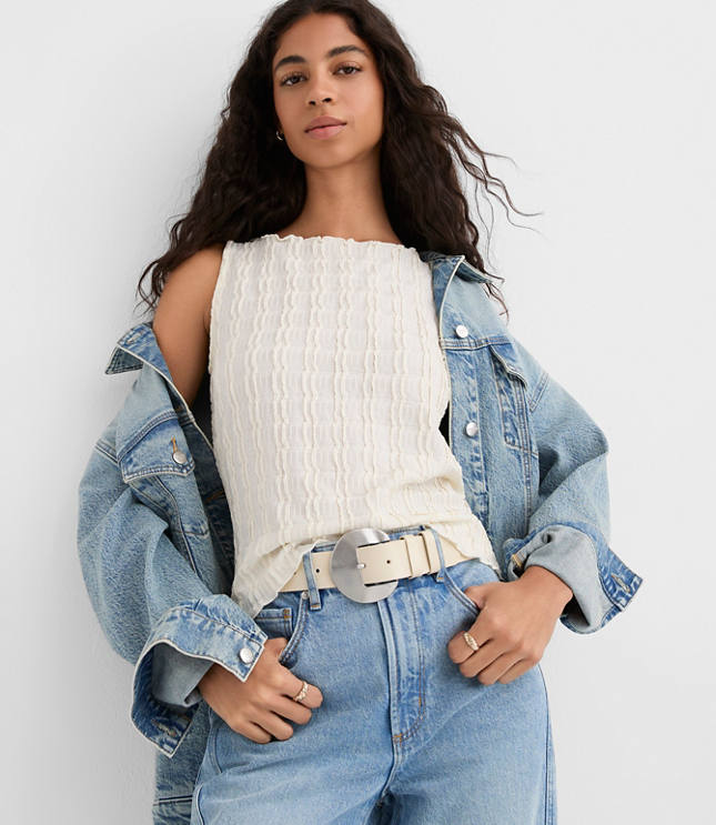 Textured Ruffle Tank Top