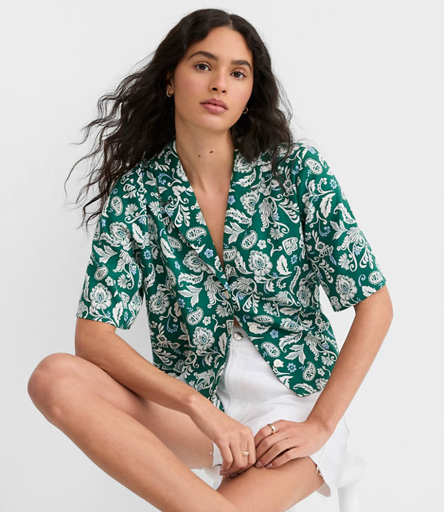 Petite Floral Twill Relaxed Everyday Shirt