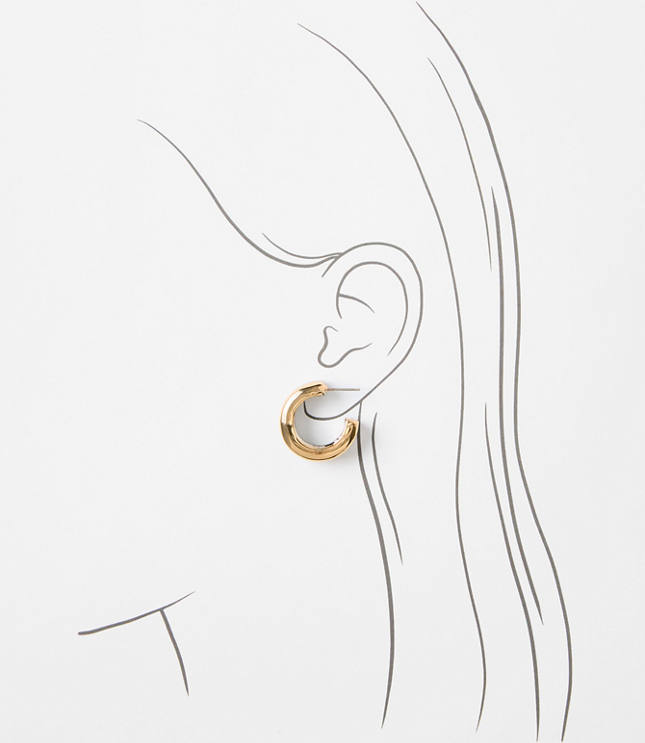 Mixed Metal Puffy Hoop Earrings