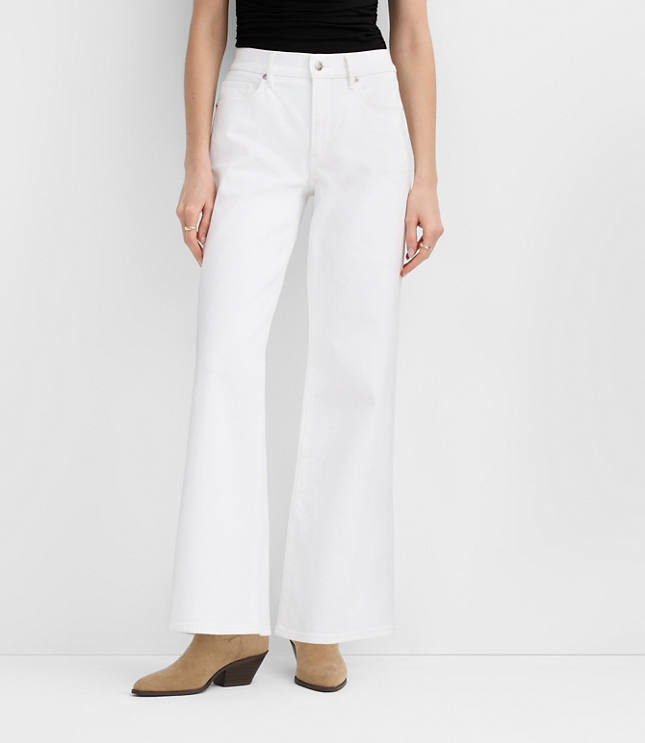 Rivete Tall Curvy Mid Rise Wide Leg Jeans in White