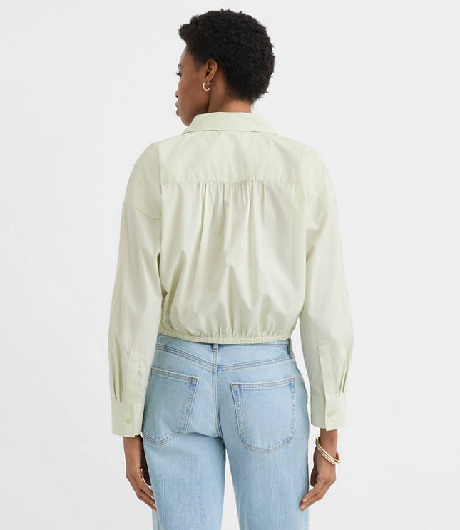 Petite Poplin Tie Front Everyday Shirt