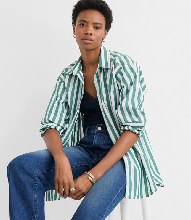 Striped Poplin Everyday Oversized Pocket Shirt