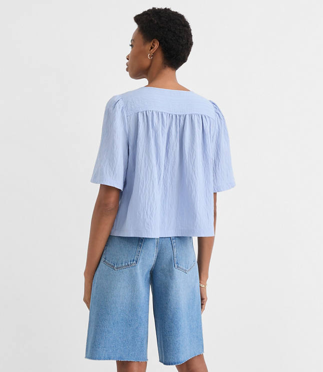 Petite Striped Bow Blouse