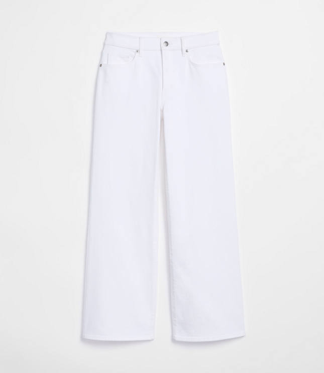 Rivete Curvy Mid Rise Wide Leg Jeans in White