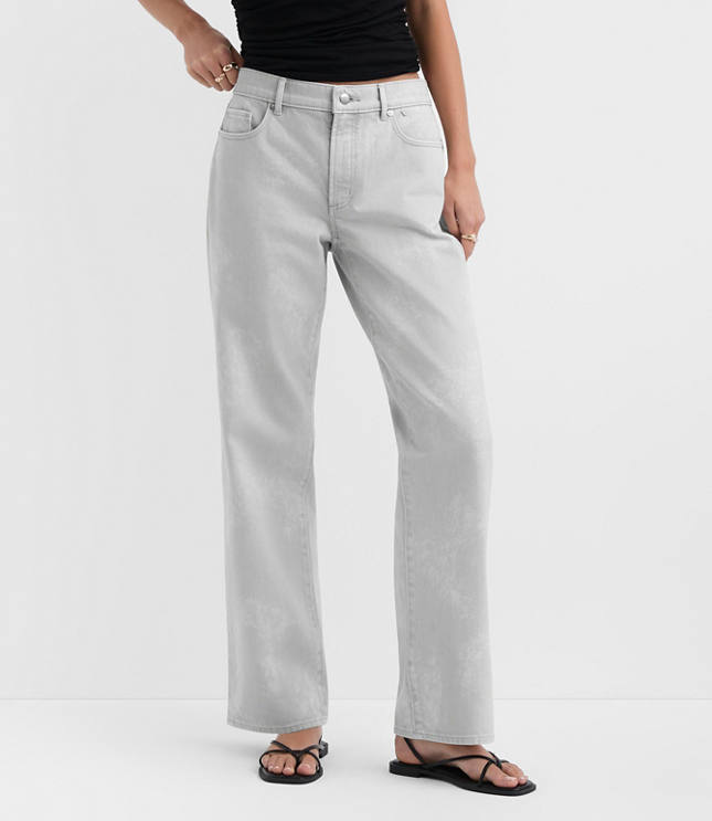 Rivete Tall Curvy Mid Rise Relaxed Straight Jeans in Smokey Wash carousel Product Image 1
