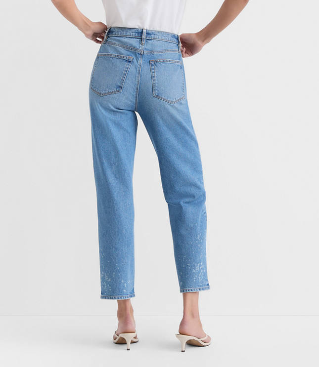 Rivete Petite Curvy High Rise Straight Jeans in Bleach Out Wash carousel Product Image 2