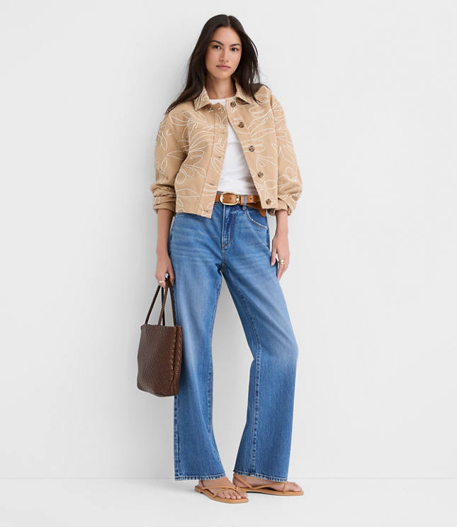 Petite Floral Embroidered Twill Jacket