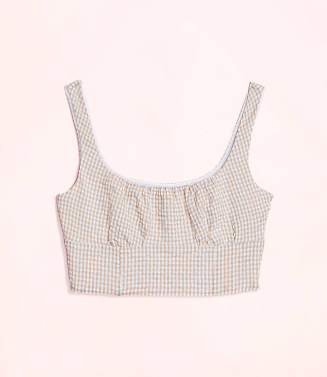 Lately Striped Seersucker Cropped Top