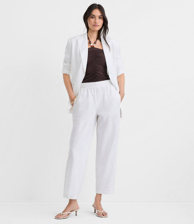 Pull On Barrel Pants in Linen Cotton