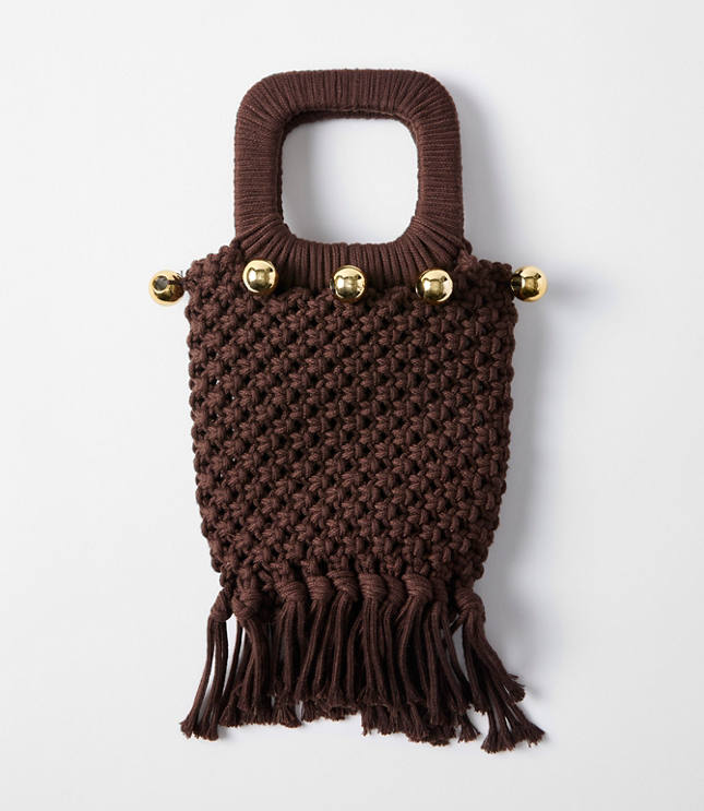 Metallic Fringe Macrame Bag