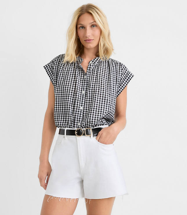 Petite Gingham Everyday Dolman Shirt