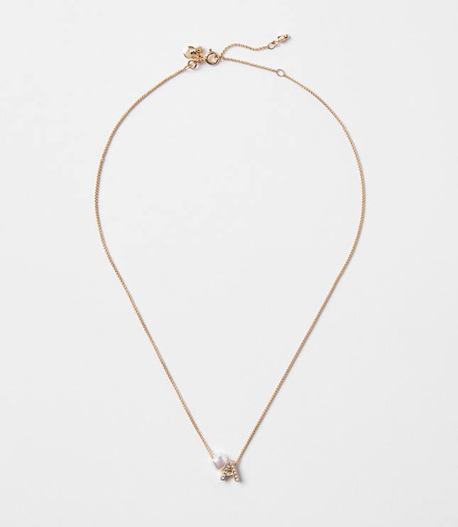 Pearlized Pave Initial Necklace