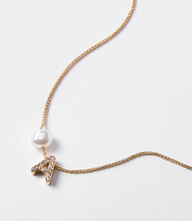 Pearlized Pave Initial Necklace