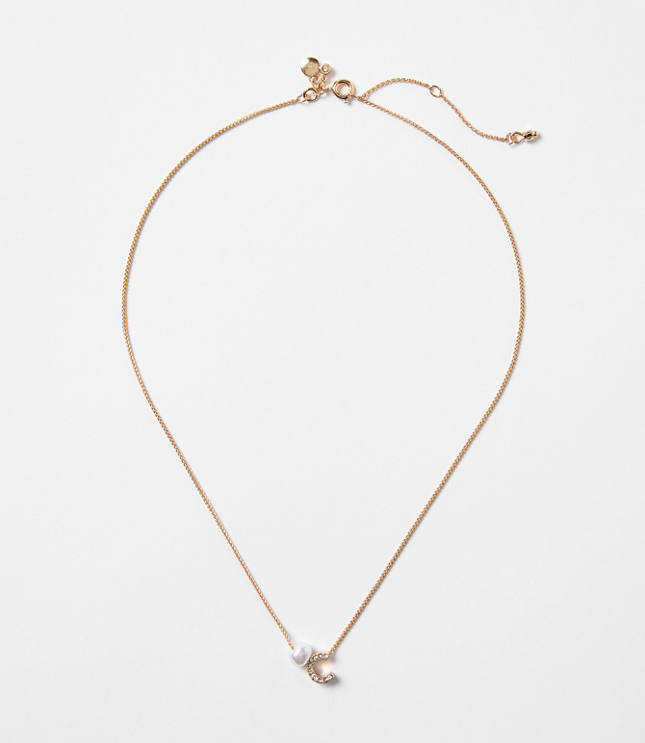 Pearlized Pave Initial Necklace