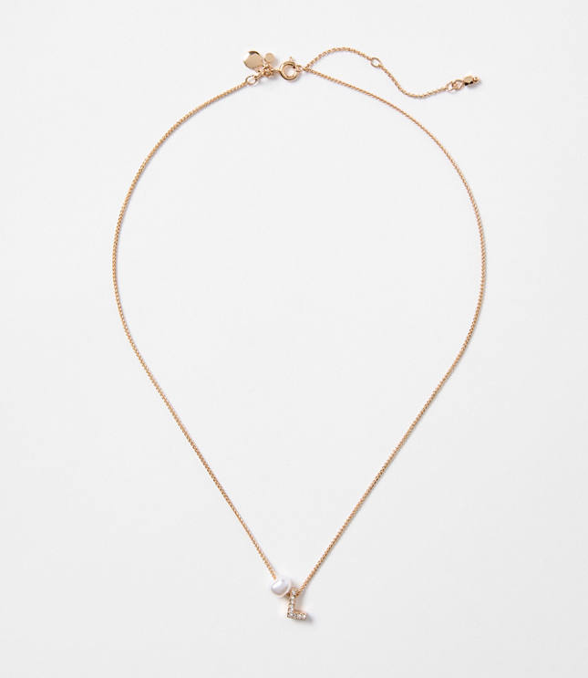 Pearlized Pave Initial Necklace