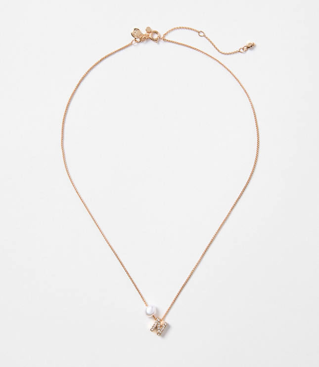 Pearlized Pave Initial Necklace