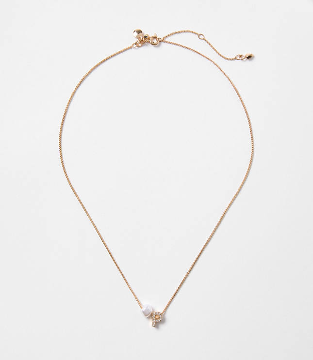 Loft Pearlized Pave Initial Necklace