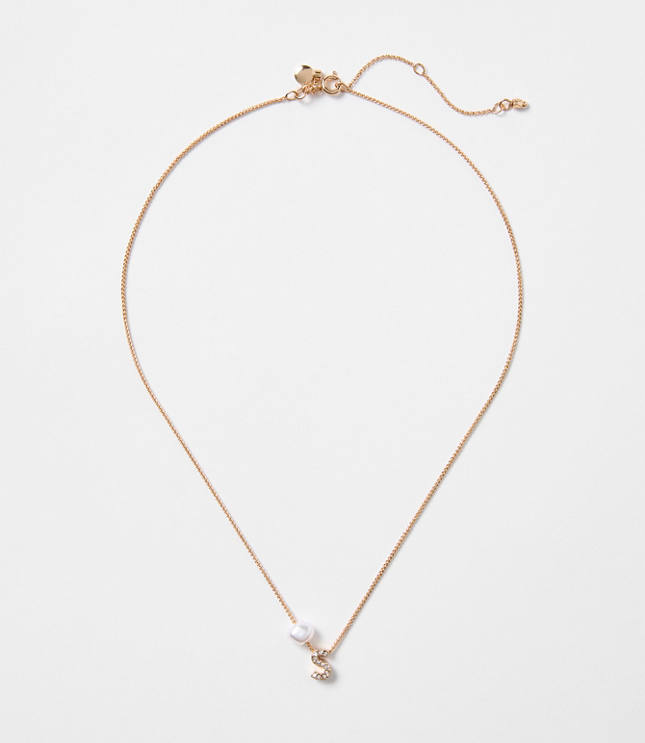 Pearlized Pave Initial Necklace