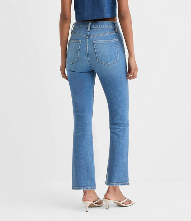 Rivete High Rise Kick Crop Jeans in Shadow Blue Wash