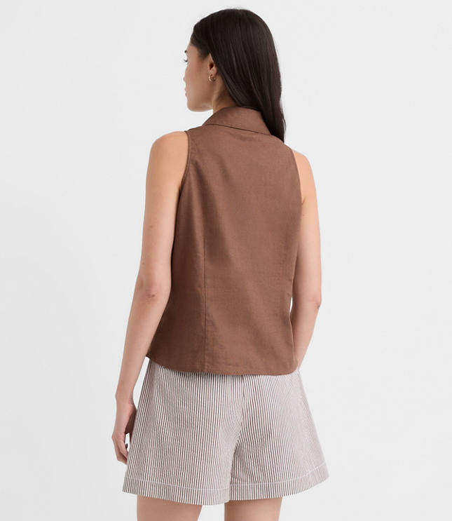Petite Pleated Linen Cotton Vest Top