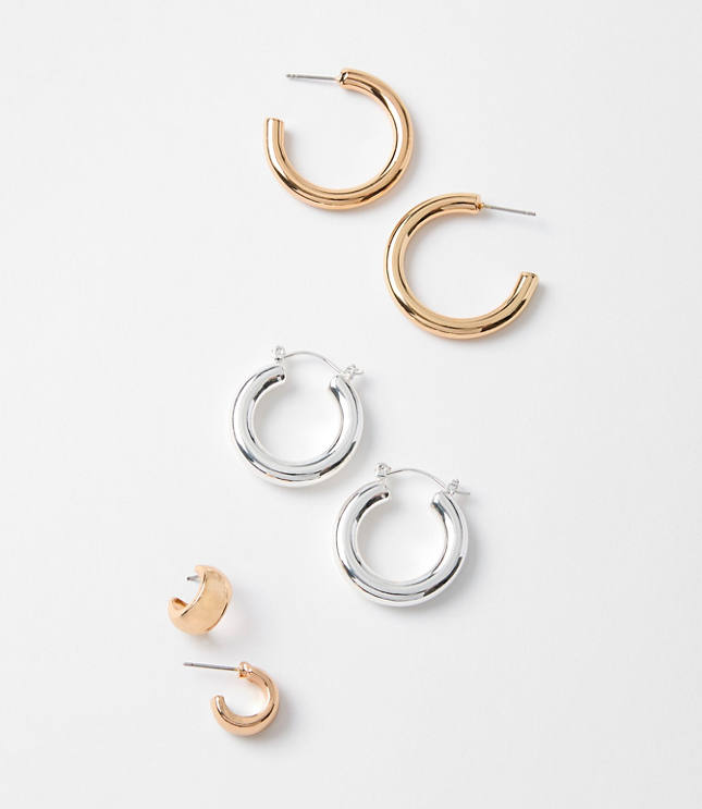 Mixed Metal Hoop Earring Set