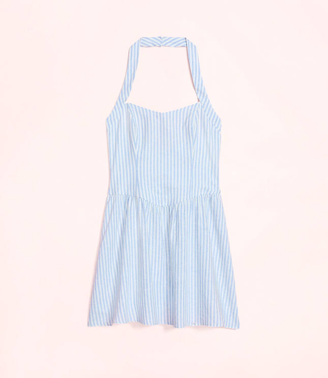 Lately Striped Mini Halter Dress