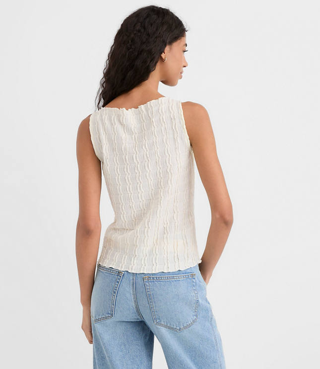 Petite Textured Ruffle Tank Top
