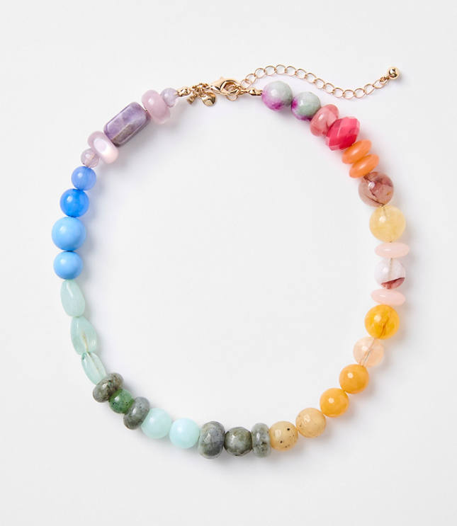 Rainbow Beaded Statement Necklace