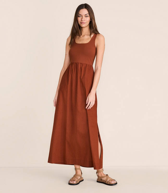 Petite Lou & Grey Square Neck Mixed Media Maxi Pocket Dress