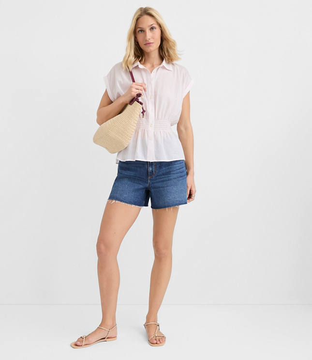 Petite Stripe Smocked Waist Shirt carousel Product Image 3