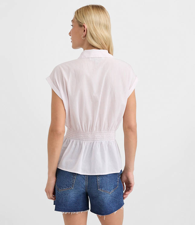 Petite Stripe Smocked Waist Shirt carousel Product Image 4