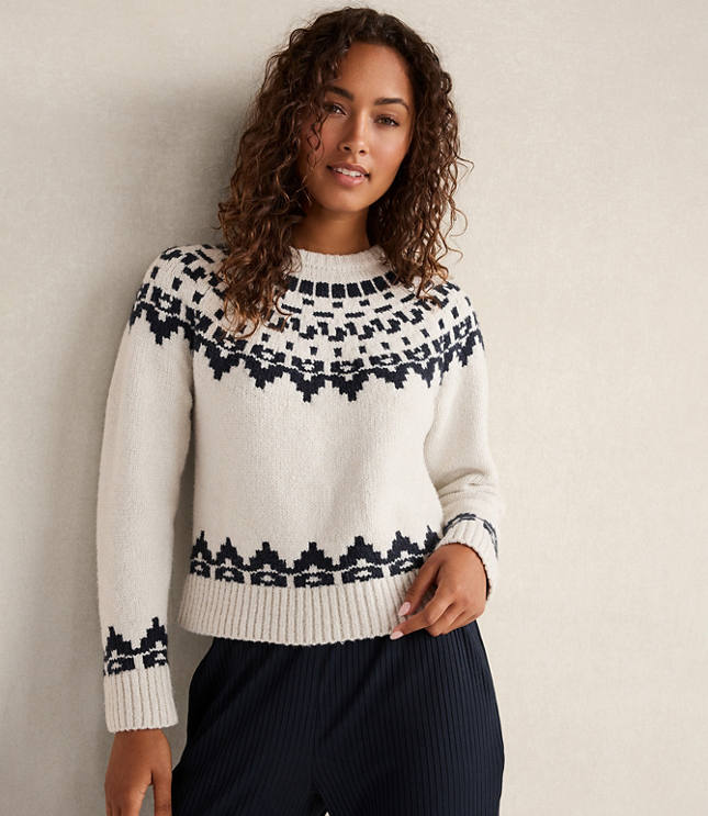 Haven Well Within Organic Cotton Blend Fair Isle Juneau Crewneck Sweater