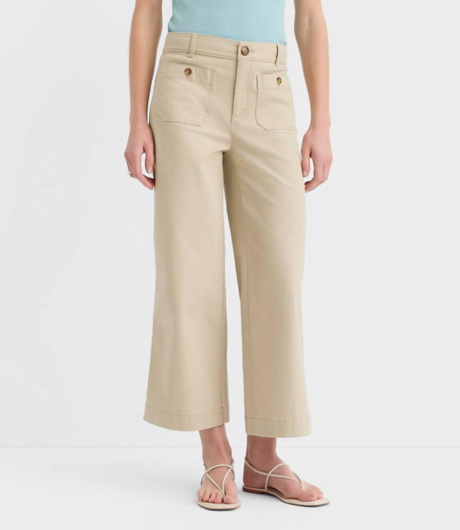 Petite Palmer Wide Leg Crop Pants in Twill