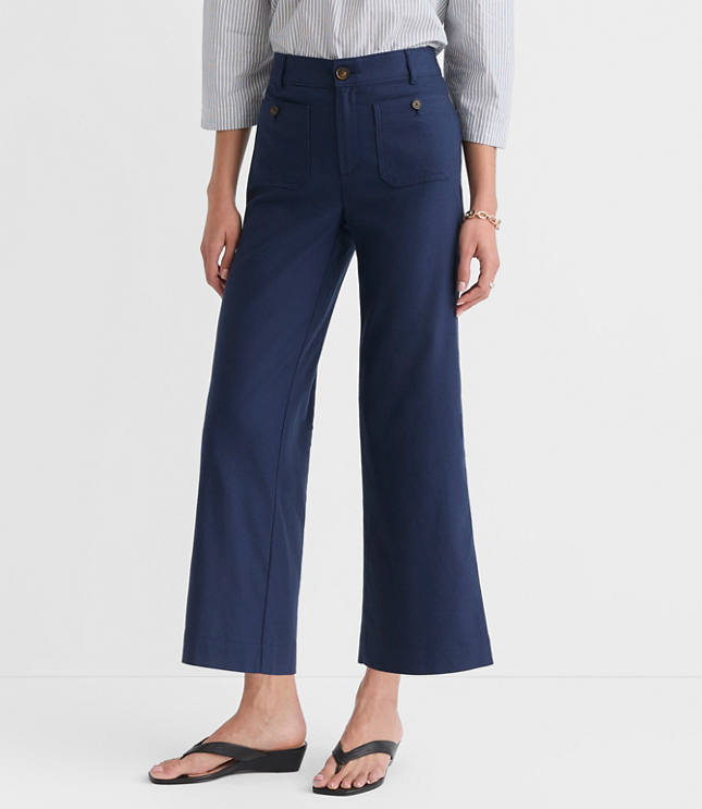 Petite Palmer Wide Leg Crop Pants in Cotton Linen carousel Product Image 2