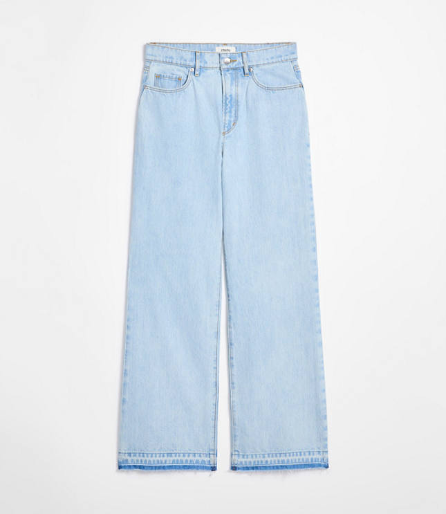 Rivete Unpicked High Rise Wide Leg Jeans in Wave Wash