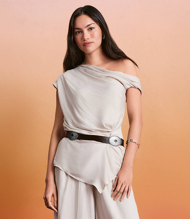 Petite Gathered One Shoulder Top